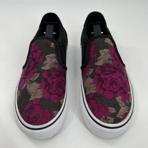 Women's Vans Flower Roses Skate Slip-On Low Top Sneakers 7.5 Ortholite